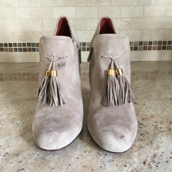 Gucci Taupe Suede Tassel Heeled Booties AS IS - Picture 4 of 16